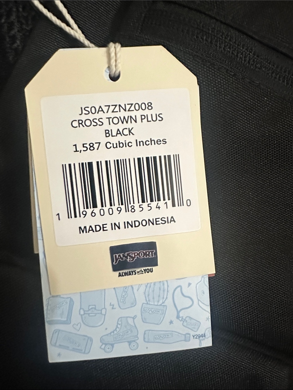 Jansport Black Everyday Backpack with Logo Patch - Picture 2 of 2